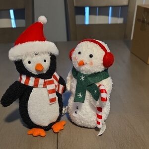 Festive Penguin and Snowman Plush Set
